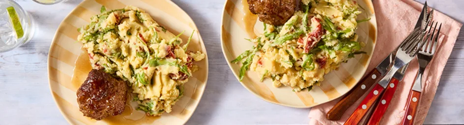 Rucola stamppot met gehaktballen