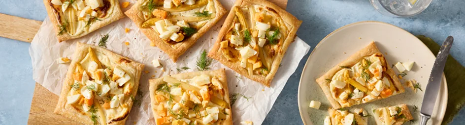 Plaattaartjes met asperge en ei