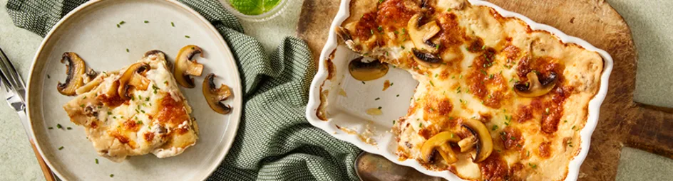 Witte champignon lasagne