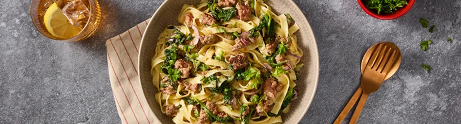 Tagliatelle met spinazie en tartaar