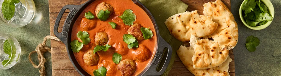 Curry met kip gehaktballen en naan