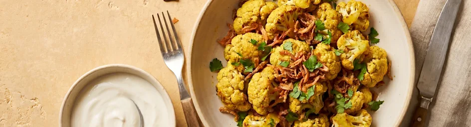 Kerriebloemkool uit de airfryer