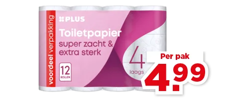 Toiletpapier voor 4,99. Geldig van 22 t/m 28 april