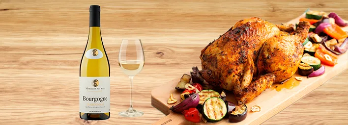 Een kipgerecht in combinatie met de Bourgogne wijn.