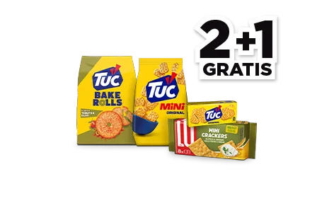 Tuc 2 + 1 gratis. Geldig van 5 t/m 11 november