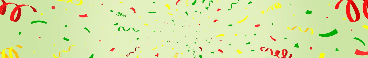 Feestelijke afbeelding met kleurrijke decoraties en carnavalsversiering die een vrolijke sfeer uitstralen.