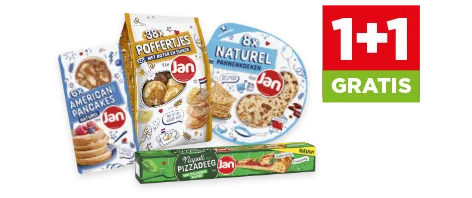 Jan 1+1 gratis. geldig
