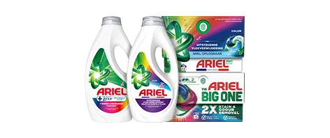 Ariel wasmiddel 1+1 gratis van 8 t/m 14 juli