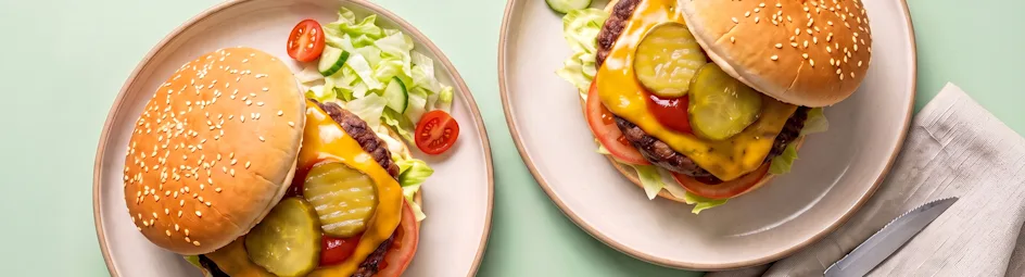 Broodje hamburger met cheddar