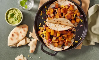 Vegetarische taco's met geroosterde zoete aardappel