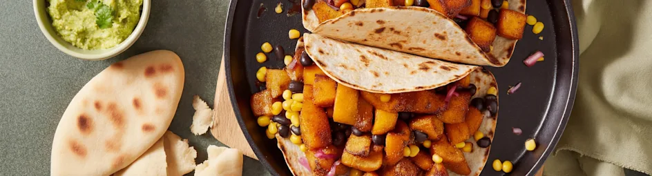 Vegetarische taco's met geroosterde zoete aardappel