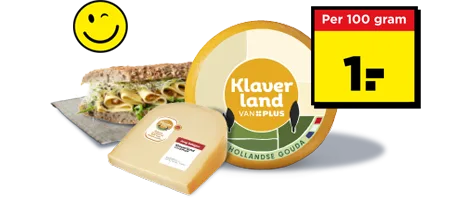 Klaverland kaas 1 euro per 100 gram