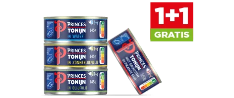 Princes tonijn 1 +1 gratis. Geldig van 30 september t/m 6 oktober