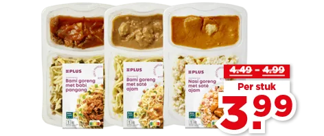 Oosterse maaltijden voor 3,99. Geldig van 4 t/m 10 februari
