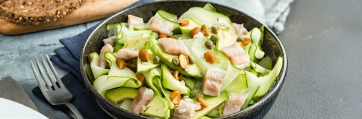 Haring salade met een dille vinaigrette.
