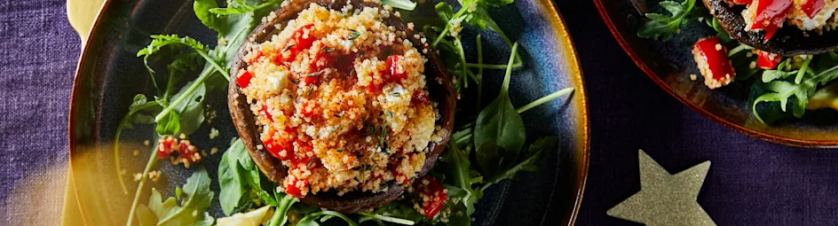 Portobello met paprikacouscous en feta
