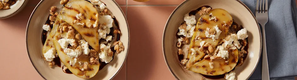 Warme peerhapjes met gorgonzola en balsamico