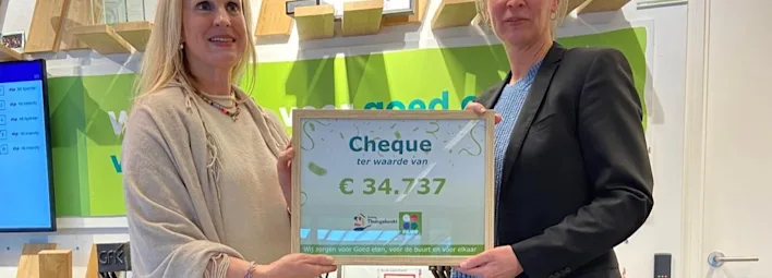 Donatiecheque gewonnen.