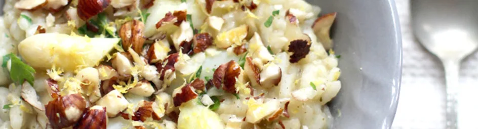 Risotto met witte asperges en citroen