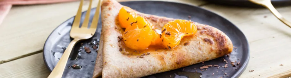 Gezonde crêpes suzette met mandarijn en pure chocolade