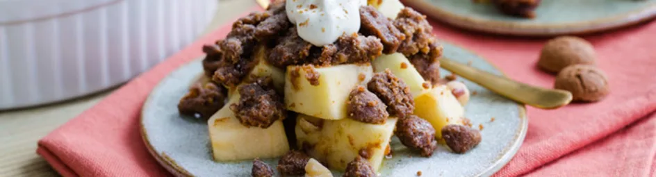 Left-over applecrumble (met restjes peper- en kruidnoten)