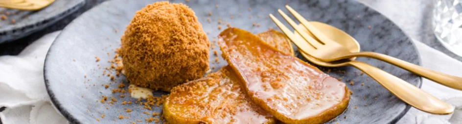 Gebakken peer met speculaasijs