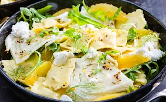 4-kazen ravioli met venkel, geitenkaas en mineola