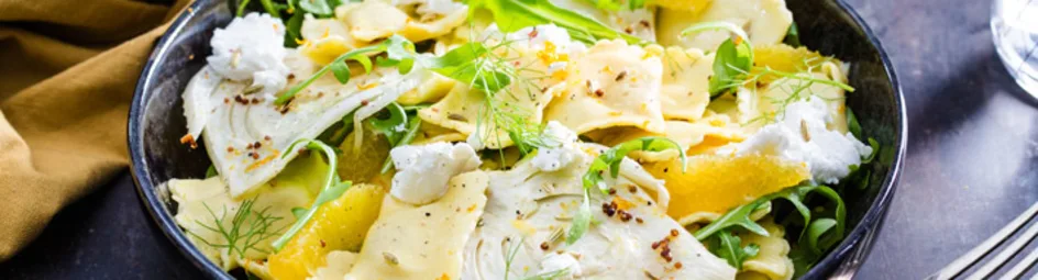 4-kazen ravioli met venkel, geitenkaas en mineola