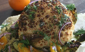 Bloemkool uit de oven met rode linzenspread