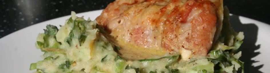 Andijviestamppot met kabeljauwvinken en mosterdsaus