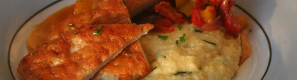 Chicken Parmesan met gepofte paprika en polenta