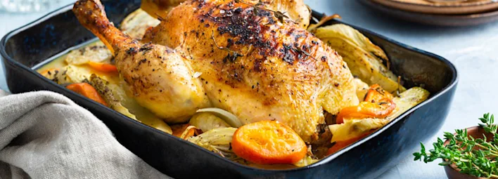 Kip uit de oven met mandarijn en venkel