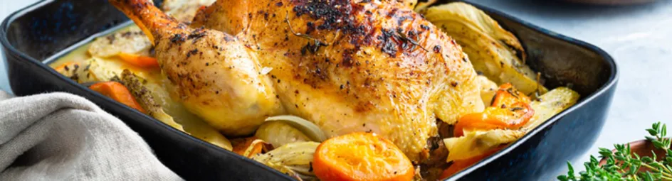 Kip uit de oven met mandarijn en venkel