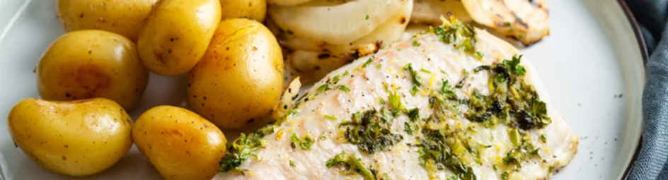 Kruidige kabeljauw met gegrilde venkel