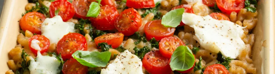 Caprese mac en cheese met boerenkool