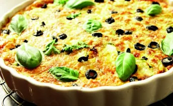 Ovenschotel van courgette en tomaat