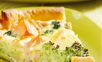 Quiche met zalm en broccoli