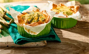 Aspergequiches met ham en ei