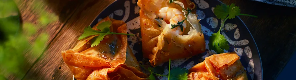 Gamba-wonton met koriander