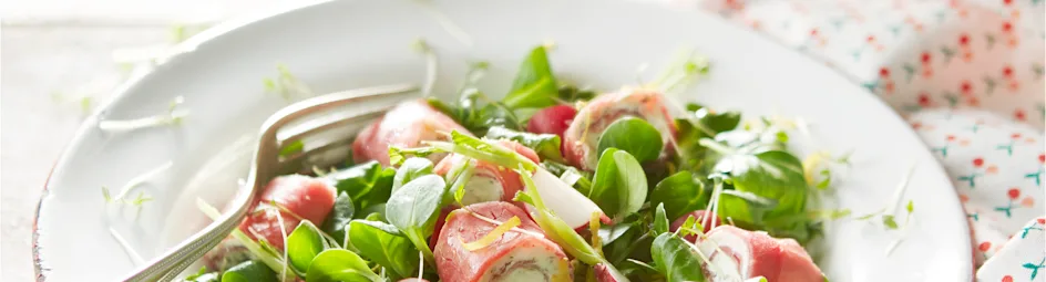 Lentesalade met ricottarolletjes