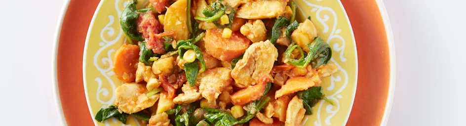 Pittig stoofpotje met kip en mais