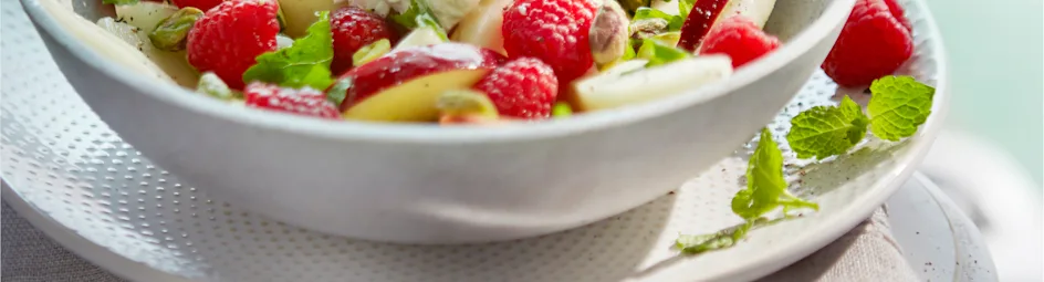 Fruitsalade met munt en pistache