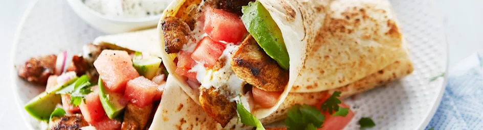 Kipfajita's met avocado en watermeloensalsa