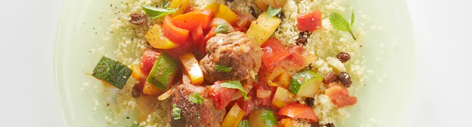 Couscous met gehaktballetjes en rozijnen