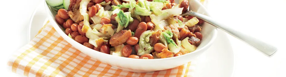 Chilischotel met komkommer en spekjes