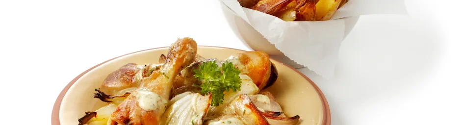 Drumsticks met sjalotjes en venkel