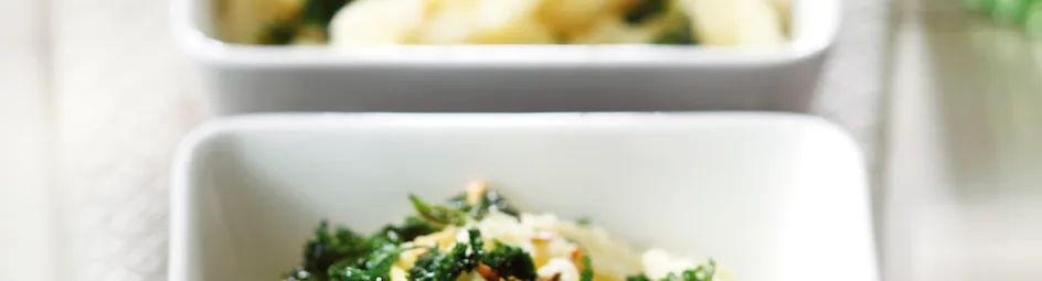 Aardappelpuree met knoflook en gefrituurde peterselie