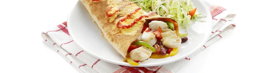 Tortilla's met kabeljauw en paprika