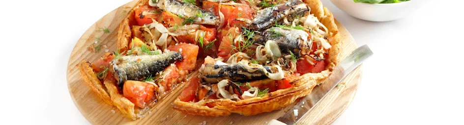 Tomatentaart met sardines