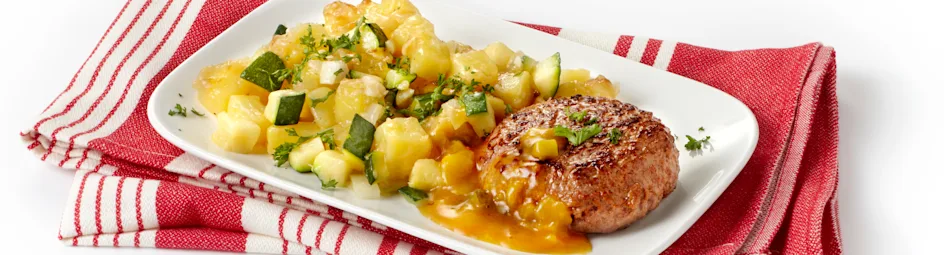 Tartaartje met kaasaardappels en courgette